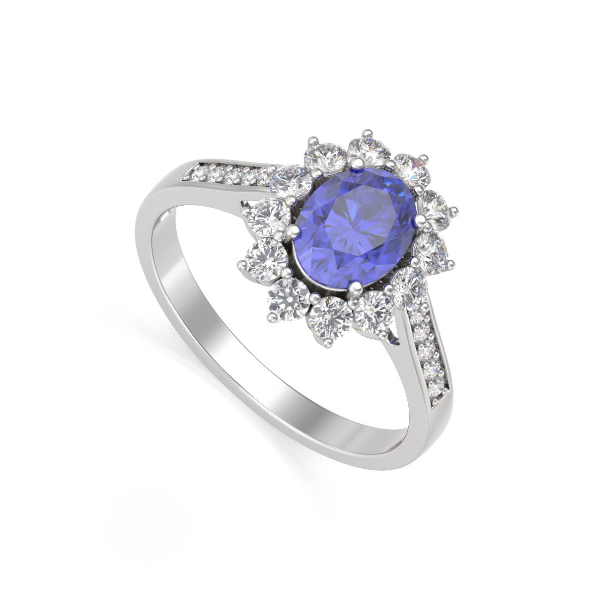 Bague ADEN Or 585 Blanc Tanzanite et diamants 2.92grs