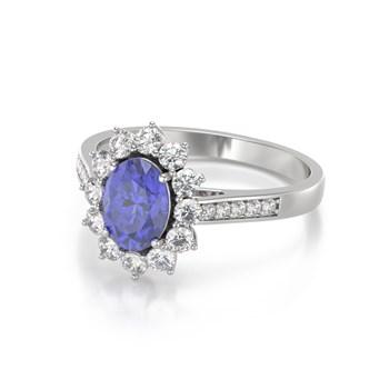 Bague ADEN Or 585 Blanc Tanzanite et diamants 2.92grs