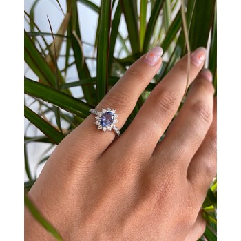 Bague ADEN Or 585 Blanc Tanzanite et diamants 2.92grs