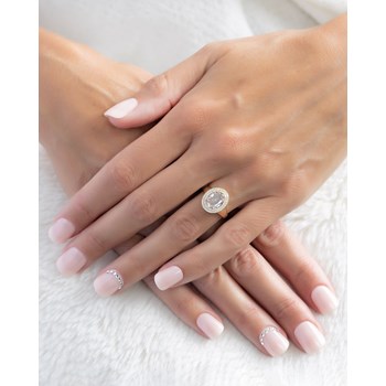 Bague Or Jaune 585 Morganite et diamants 3.82grs | 51 petits Diamants en Double Rang - Aden