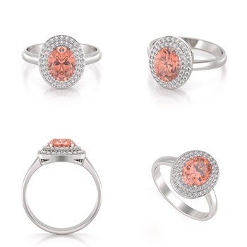 Bague en Or Blanc 585 Morganite et Diamants | Finesse et Somptuosité | Aden