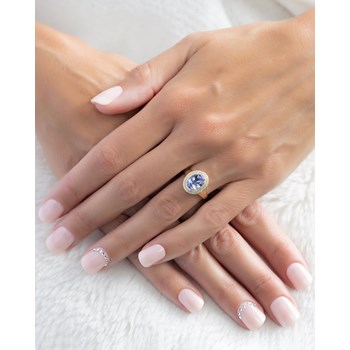 Bague Or Jaune 585 & Tanzanite | Sertie de Diamants - Aden
