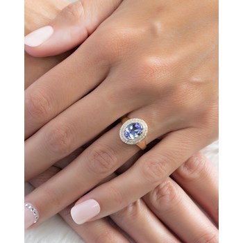 Bague Or Jaune 585 & Tanzanite | Sertie de Diamants - Aden