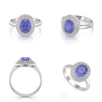 Bague en Or Jaune 750 avec Tanzanite et 51 Diamants | Un Bijou Mystérieux