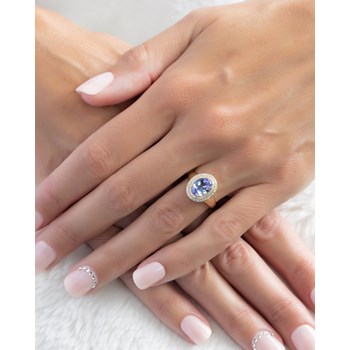 Bague en Or Jaune 750 avec Tanzanite et 51 Diamants | Un Bijou Mystérieux
