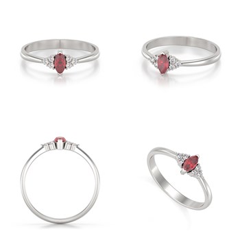 Bague ADEN Or 585 Blanc Rubis et diamants 2.1grs