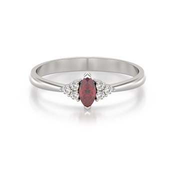 Bague ADEN Or 585 Blanc Rubis et diamants 2.1grs