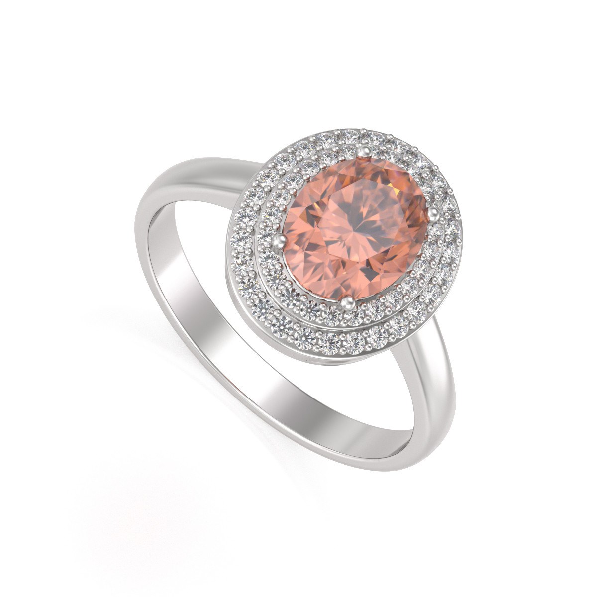 Bague de Morganite et Diamants en Argent 925 de 3.82grs | Bijoux Élégants pour Toutes les Occasions