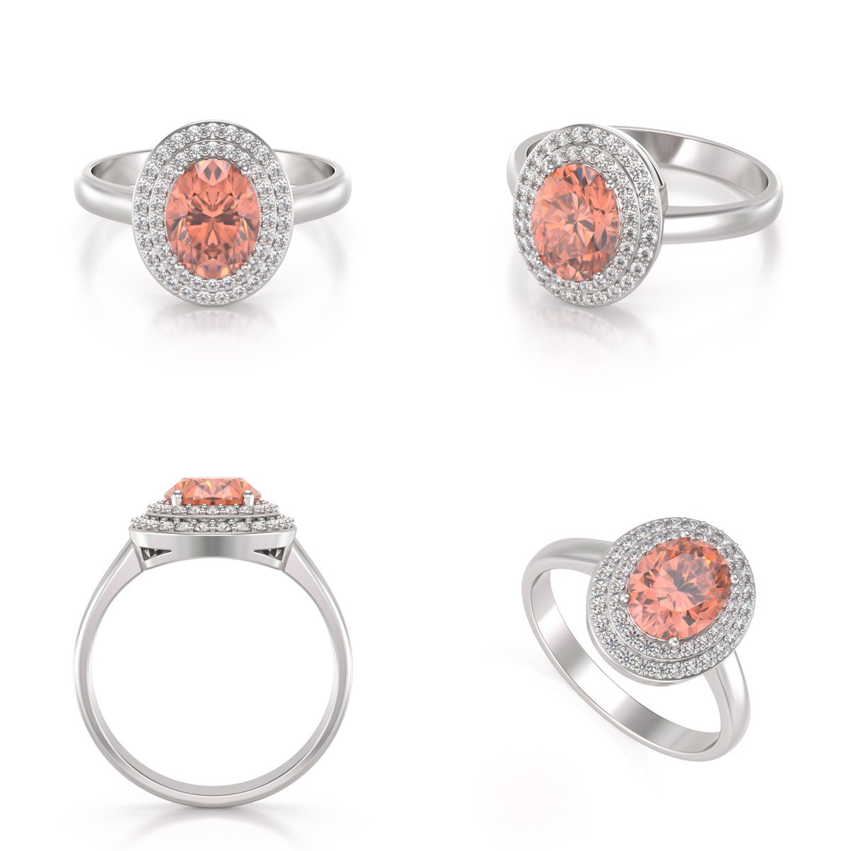 Bague de Morganite et Diamants en Argent 925 de 3.82grs | Bijoux Élégants pour Toutes les Occasions - vue 2