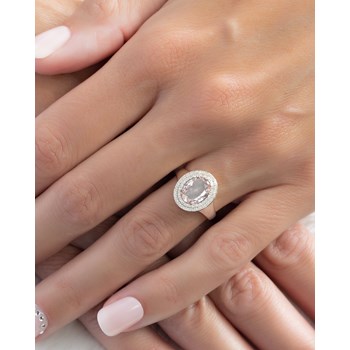 Bague de Morganite et Diamants en Argent 925 de 3.82grs | Bijoux Élégants pour Toutes les Occasions