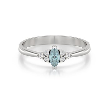 Bague ADEN Aigue-Marine et diamants sur Argent 925 2.1grs