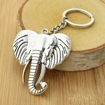 Silver elephant head key ring