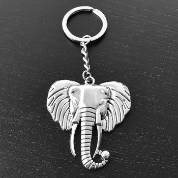 Silver elephant head key ring