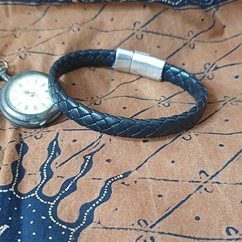 Bracelet en cuir homme noir Milo fait main