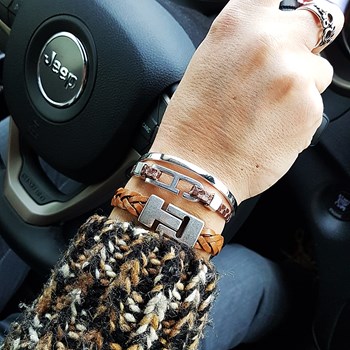 Bracelet en cuir homme camel Jolan fait main