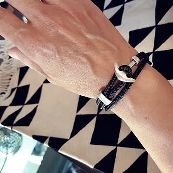 Bracelet ancre noir homme fait main
