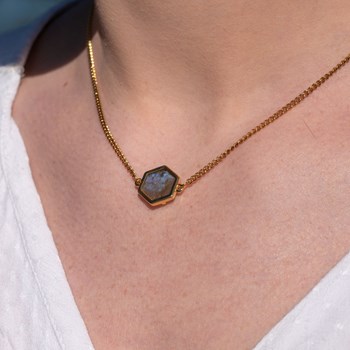 Collier Hexalia en pierres Labradorite