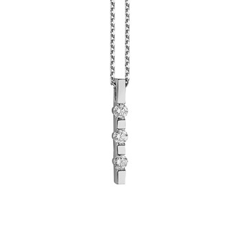 Collier trilogie diamant or blanc 18 carats