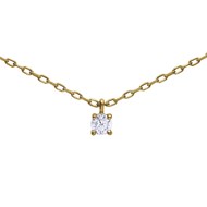 Collier solitaire oxyde or 18 carats griffes