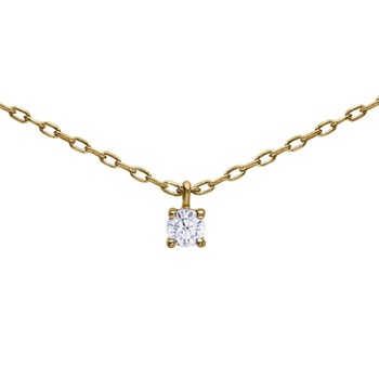 Collier solitaire oxyde or 18 carats griffes