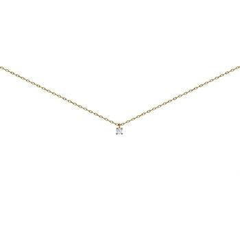 Collier solitaire oxyde or 18 carats griffes