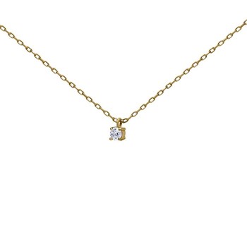 Collier solitaire oxyde or 18 carats griffes