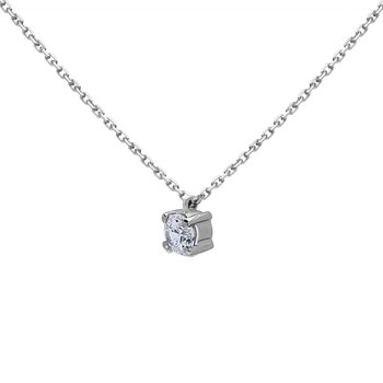 Collier Brillaxis solitaire oxyde or blanc 4.5 mm
