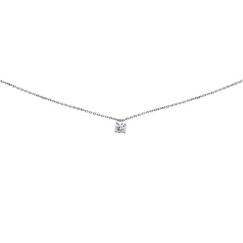 Collier Brillaxis solitaire oxyde or blanc 5 mm