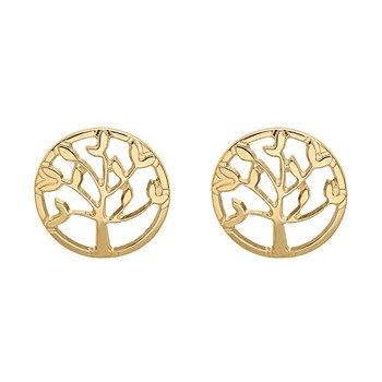 Puces d'oreilles arbre de vie or jaune 9 carats