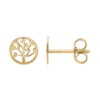 Puces d'oreilles arbre de vie or jaune 9 carats