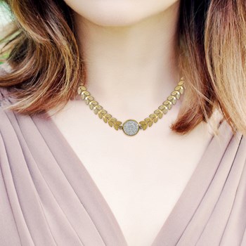 Collier en acier orné de Cristaux scintillants par SC Bohème en Acier Rhodié argenté