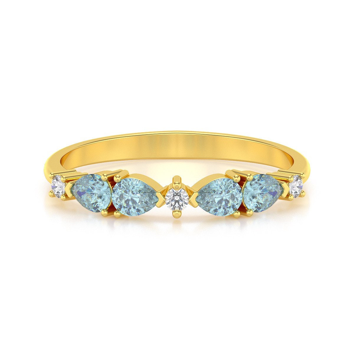 Bague ADEN Or 585 Jaune Aigue-Marine et diamants 1.97grs - vue 3