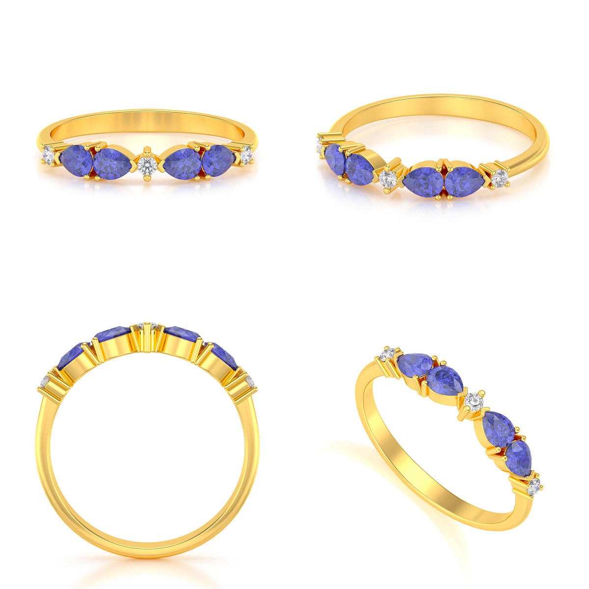 Bague ADEN Or 585 Jaune Tanzanite et diamants 1.97grs - vue 2