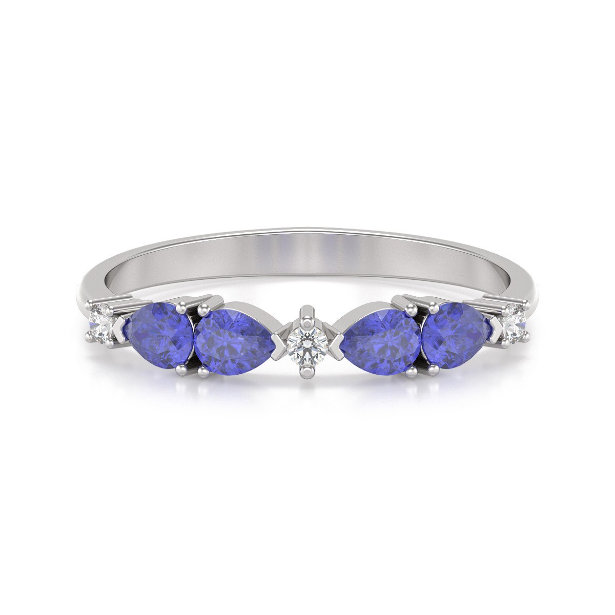Bague ADEN Or 585 Blanc Tanzanite et diamants 1.97grs - vue 3