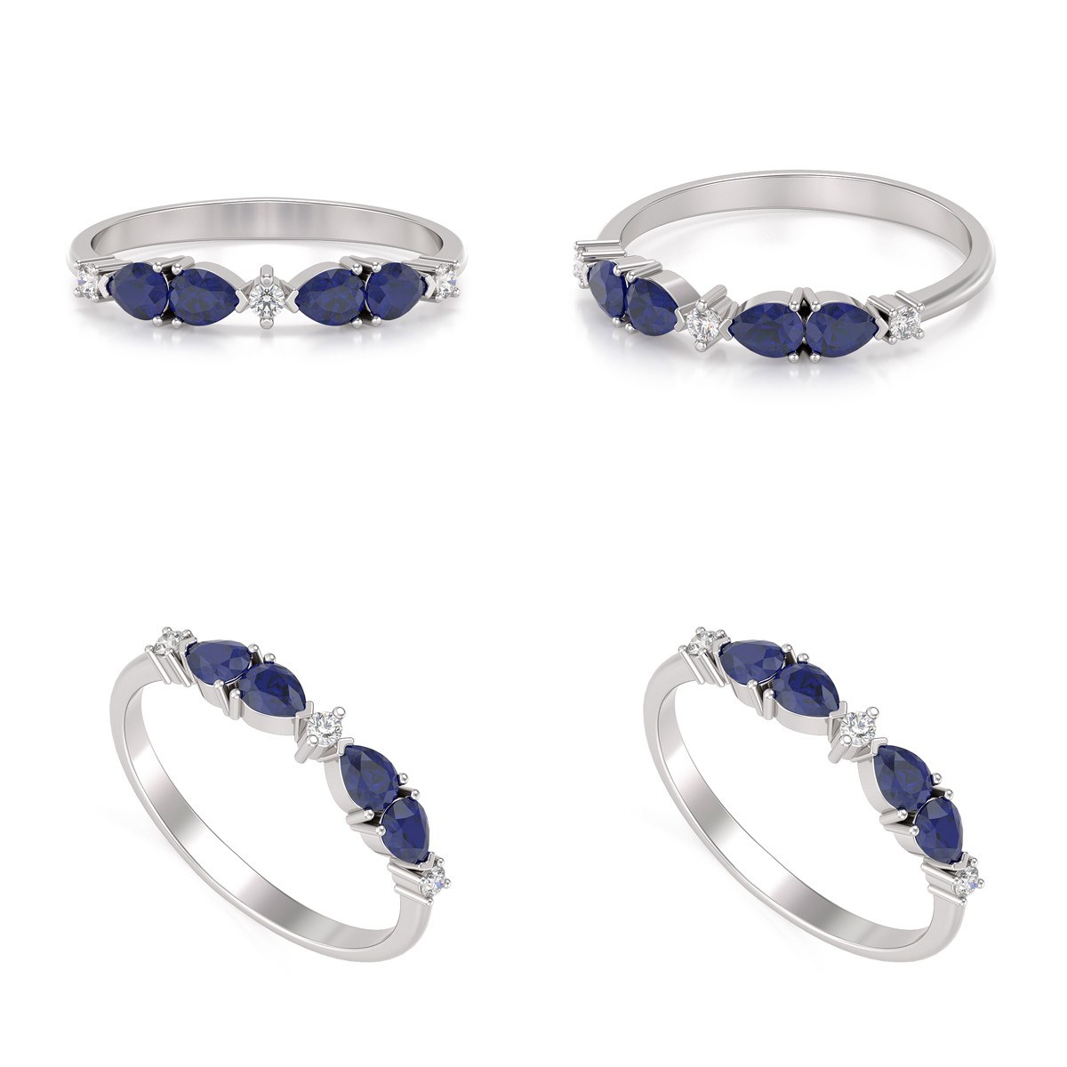 Bague ADEN Saphir et diamants sur Argent 925 1.97grs - vue 2