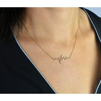 Heart rate electrocardiogram necklace Gold-plated 750 3 microns