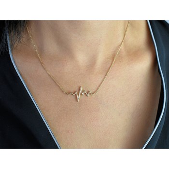 Heart rate electrocardiogram necklace Gold-plated 750 3 microns