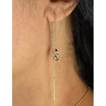 Gold-plated 750 3-micron drop earrings with chain