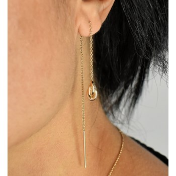Gold-plated 750 3-micron drop earrings with chain