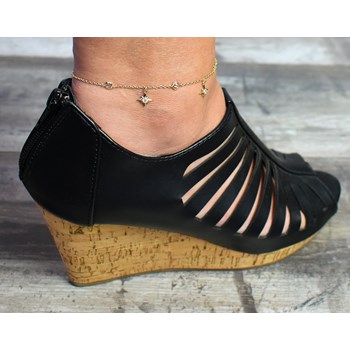 Gold-plated 750 3 microns anklet with stars and zirconium oxide