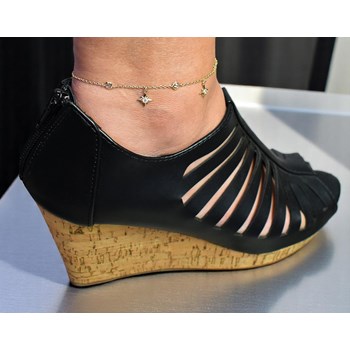 Gold-plated 750 3 microns anklet with stars and zirconium oxide