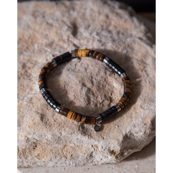 Bracelet Pierres Heishi oeil De Tigre Et Agate Noire