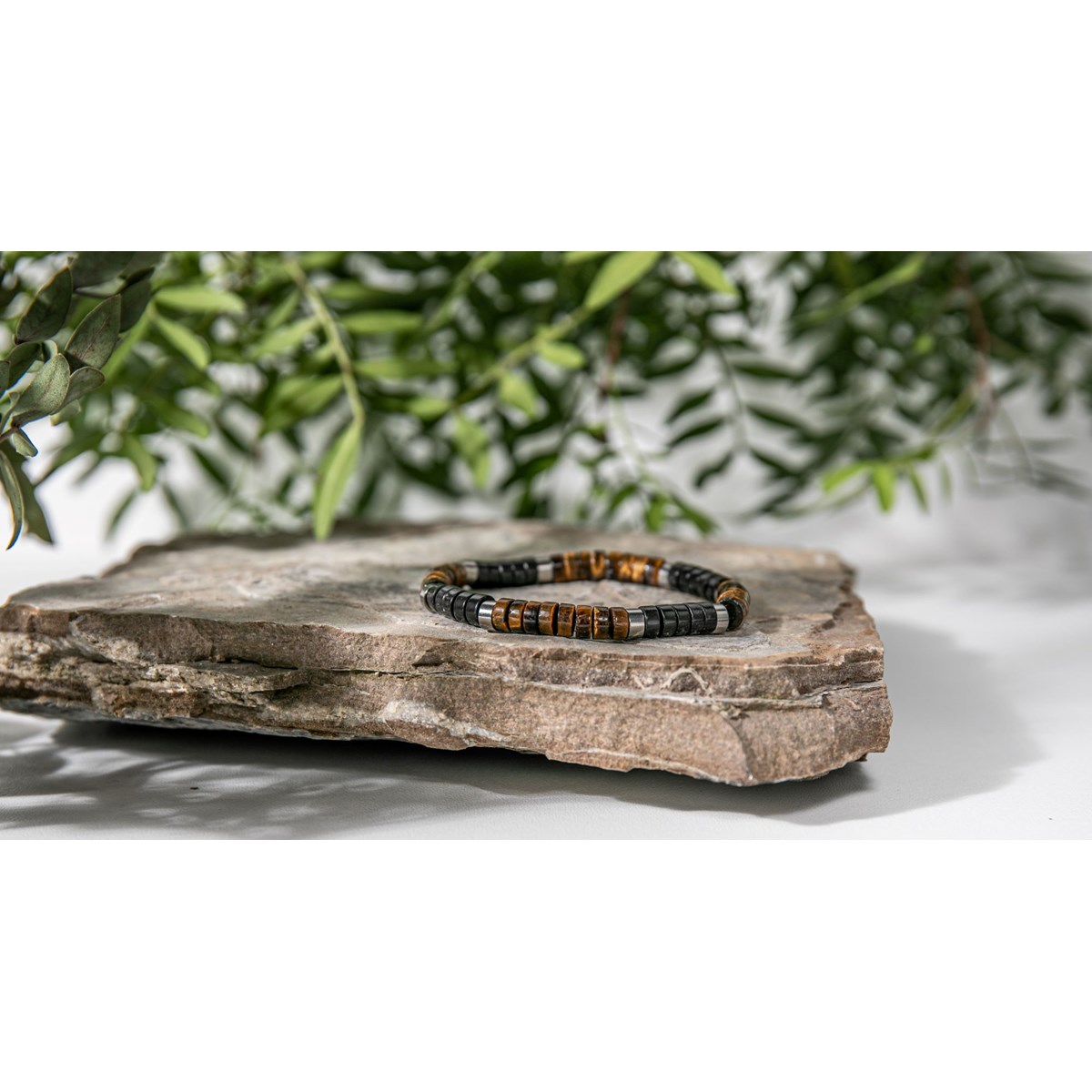 Bracelet Pierres Heishi oeil De Tigre Et Agate Noire - vue 5