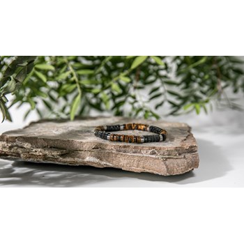 Bracelet Pierres Heishi oeil De Tigre Et Agate Noire