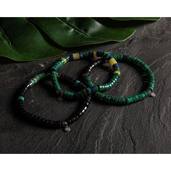 Bracelet Perles Heishi Agate Noire Et Jaspe Vert