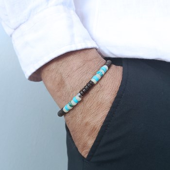 Bracelet Perles Heishi Turquoise Jaspe Vert Coconut