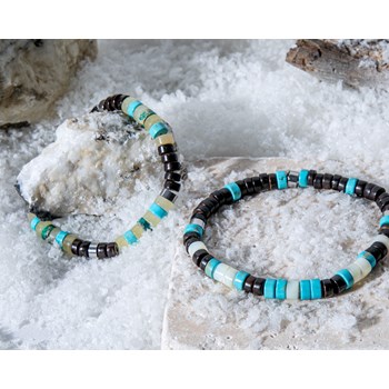 Bracelet Perles Heishi Turquoise Jaspe Vert Coconut