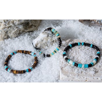 Bracelet Perles Heishi Turquoise Jaspe Vert Coconut
