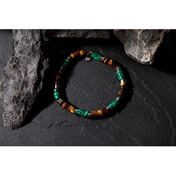 Bracelet Perles Heishi oeil De Tigre Et Malachite