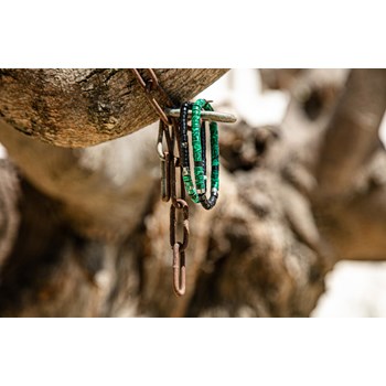 Bracelet Perles Heishi Agate Noire Et Malachite